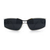 90s Styling Retro Fashion Wrap Around Metal Rim Rectangular Sunglasses