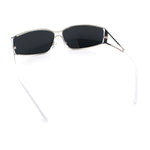 90s Styling Retro Fashion Wrap Around Metal Rim Rectangular Sunglasses
