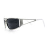 90s Styling Retro Fashion Wrap Around Metal Rim Rectangular Sunglasses
