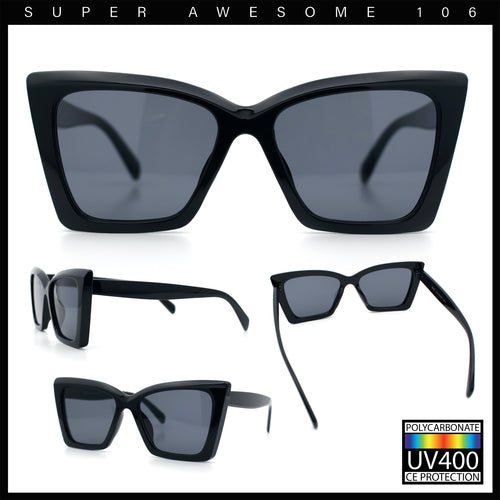 Womens Oversized Square Rectangular Plastic Retro Gothic Sunglasses