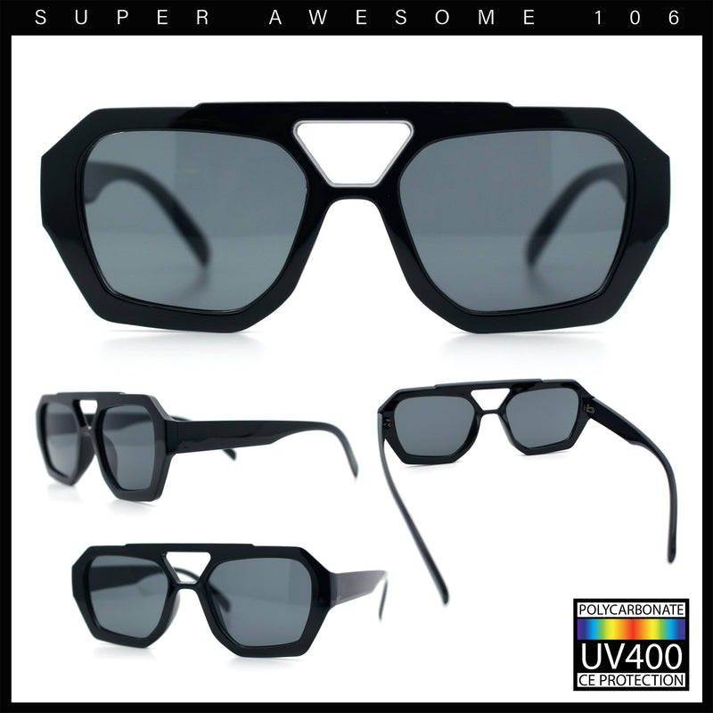 Hipster Octagonal Geometric Bold Rectangular Retro Plastic Racer Sunglasses