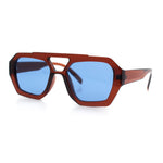 Hipster Octagonal Geometric Bold Rectangular Retro Plastic Racer Sunglasses