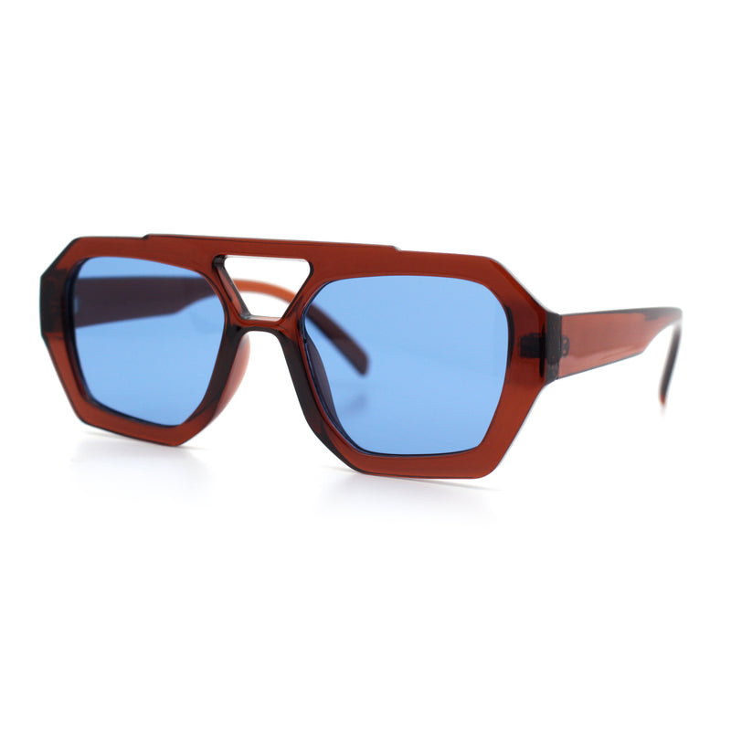 Hipster Octagonal Geometric Bold Rectangular Retro Plastic Racer Sunglasses