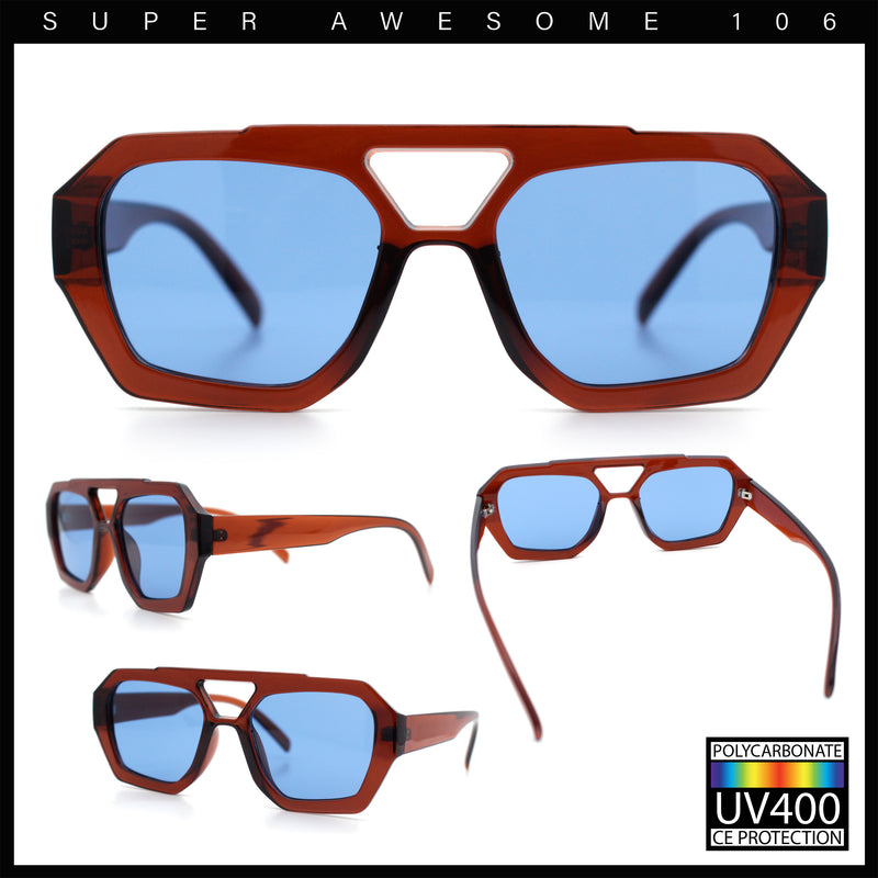 Hipster Octagonal Geometric Bold Rectangular Retro Plastic Racer Sunglasses