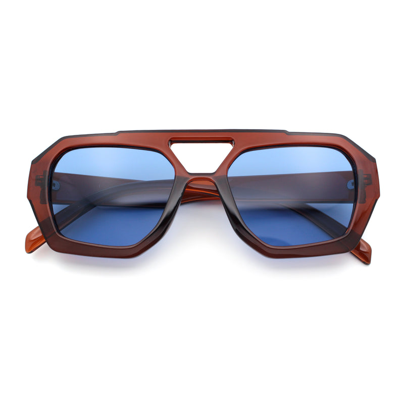 Hipster Octagonal Geometric Bold Rectangular Retro Plastic Racer Sunglasses