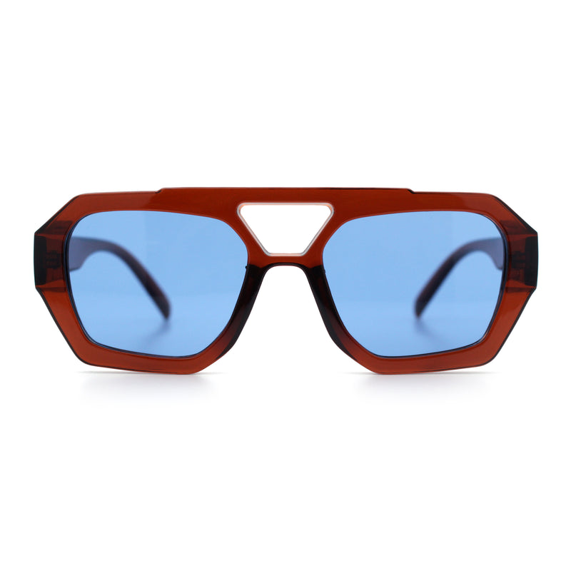 Hipster Octagonal Geometric Bold Rectangular Retro Plastic Racer Sunglasses