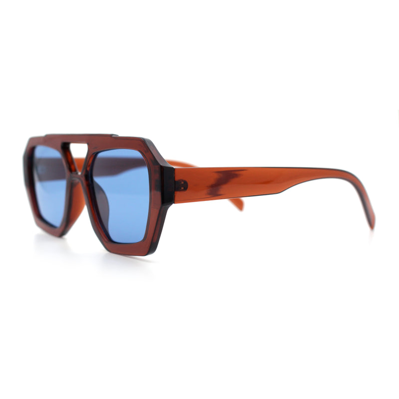 Hipster Octagonal Geometric Bold Rectangular Retro Plastic Racer Sunglasses