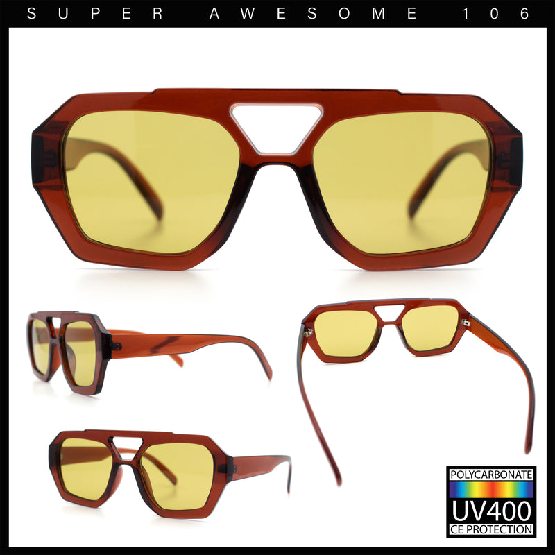 Hipster Octagonal Geometric Bold Rectangular Retro Plastic Racer Sunglasses