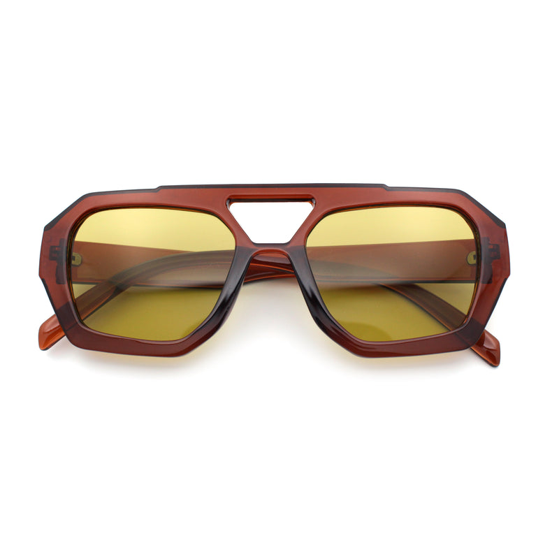 Hipster Octagonal Geometric Bold Rectangular Retro Plastic Racer Sunglasses