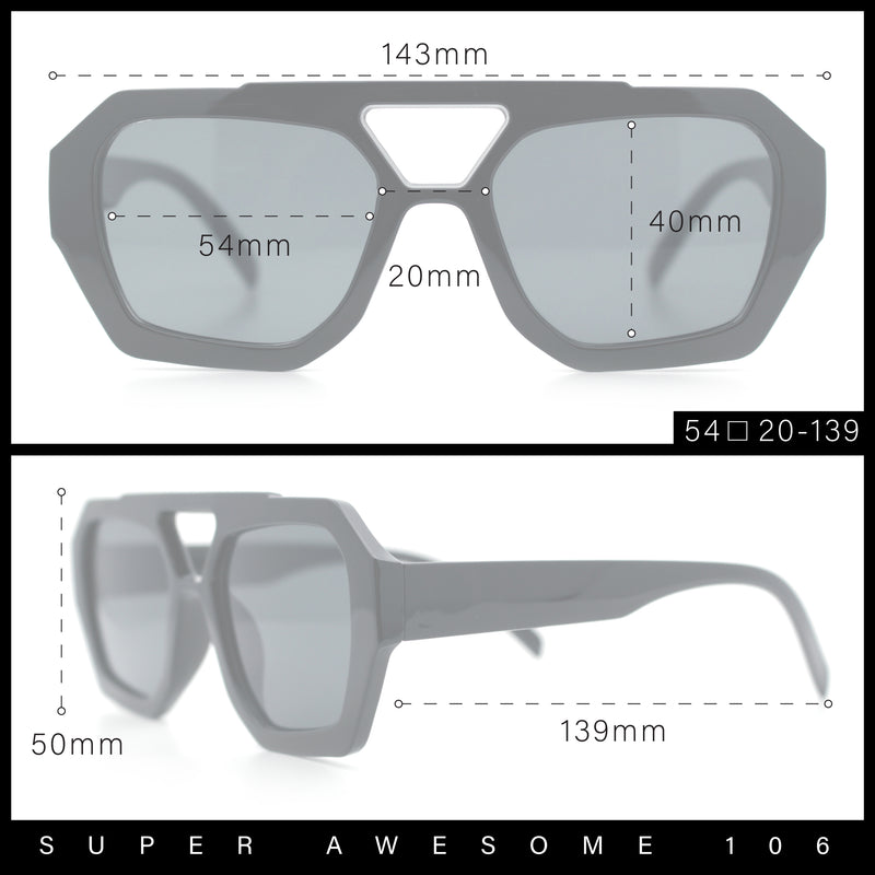 Hipster Octagonal Geometric Bold Rectangular Retro Plastic Racer Sunglasses