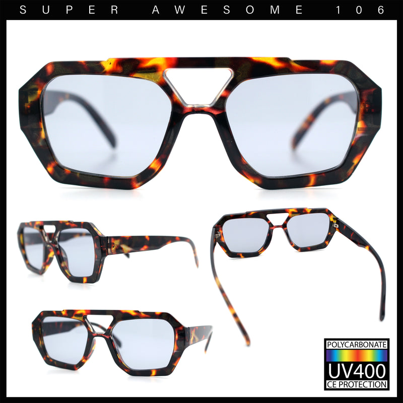 Hipster Octagonal Geometric Bold Rectangular Retro Plastic Racer Sunglasses