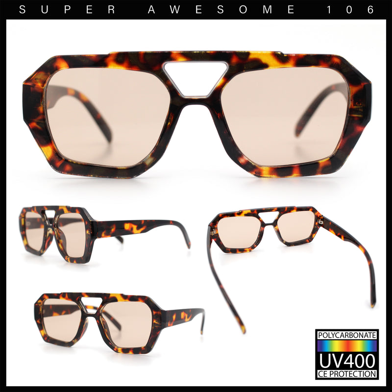 Hipster Octagonal Geometric Bold Rectangular Retro Plastic Racer Sunglasses