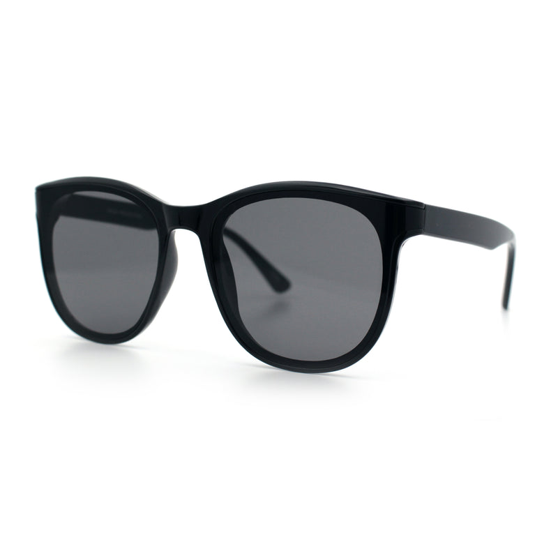 Unique Curved Inset Lens Horn Rim Plastic Retro Hipster Sunglasses