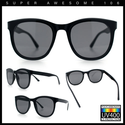 Unique Curved Inset Lens Horn Rim Plastic Retro Hipster Sunglasses