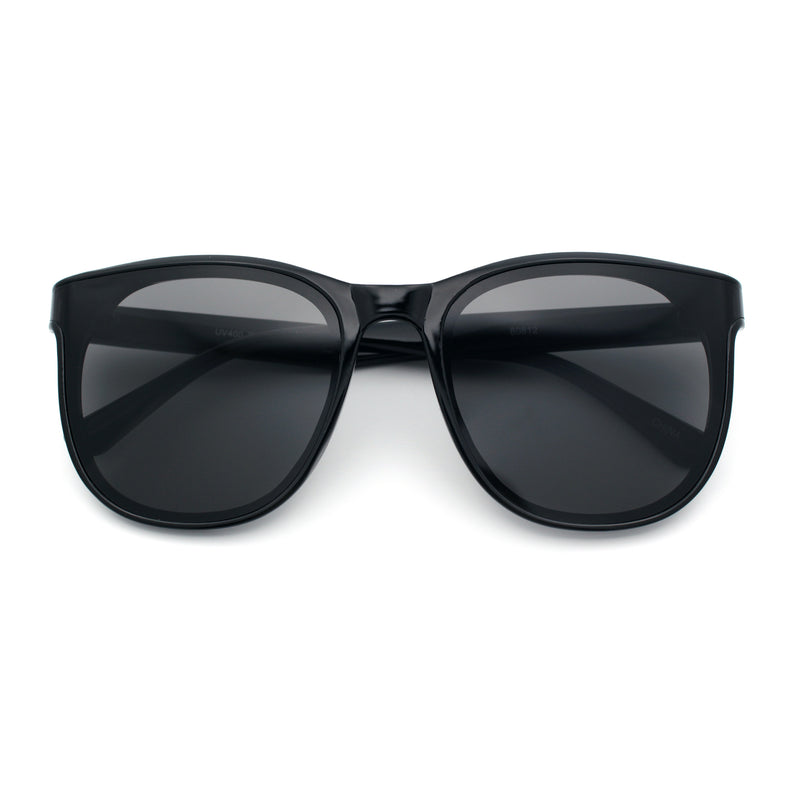 Unique Curved Inset Lens Horn Rim Plastic Retro Hipster Sunglasses
