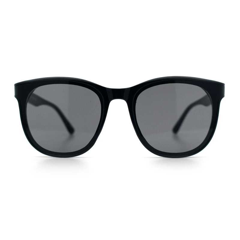 Unique Curved Inset Lens Horn Rim Plastic Retro Hipster Sunglasses