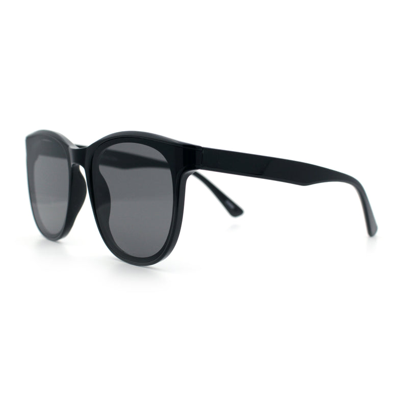 Unique Curved Inset Lens Horn Rim Plastic Retro Hipster Sunglasses