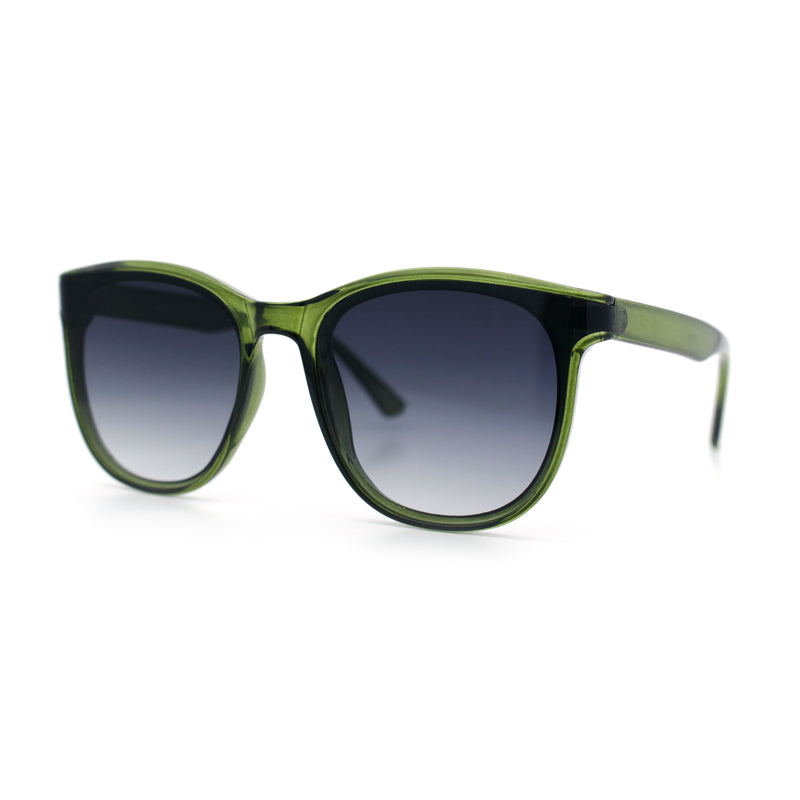 Unique Curved Inset Lens Horn Rim Plastic Retro Hipster Sunglasses