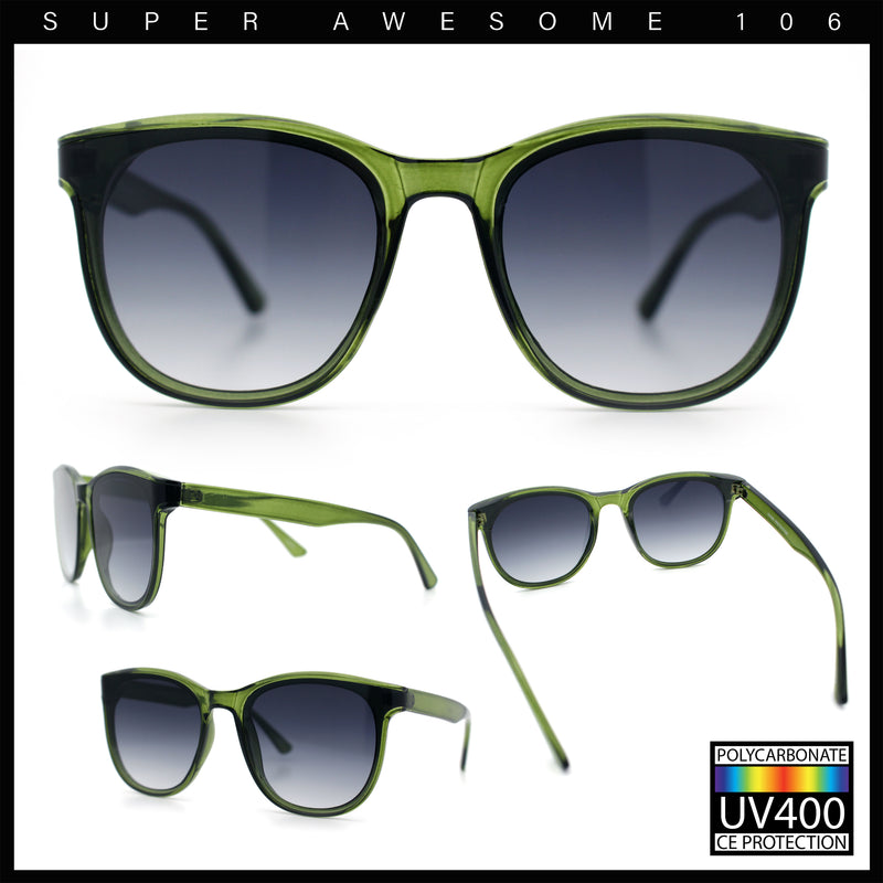 Unique Curved Inset Lens Horn Rim Plastic Retro Hipster Sunglasses