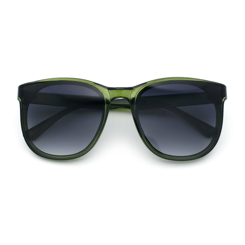 Unique Curved Inset Lens Horn Rim Plastic Retro Hipster Sunglasses