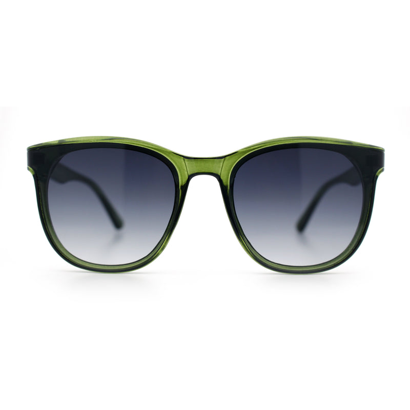 Unique Curved Inset Lens Horn Rim Plastic Retro Hipster Sunglasses