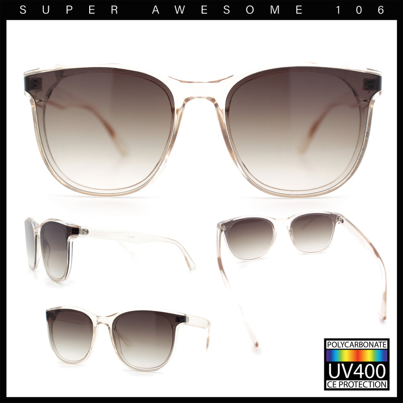 Unique Curved Inset Lens Horn Rim Plastic Retro Hipster Sunglasses