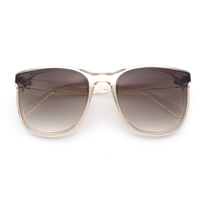 Unique Curved Inset Lens Horn Rim Plastic Retro Hipster Sunglasses