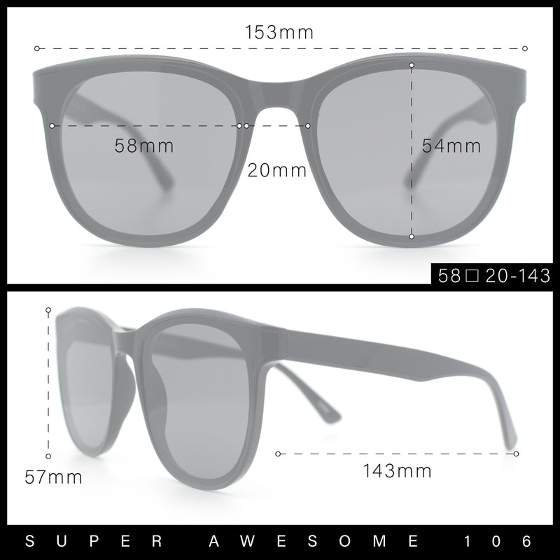 Unique Curved Inset Lens Horn Rim Plastic Retro Hipster Sunglasses