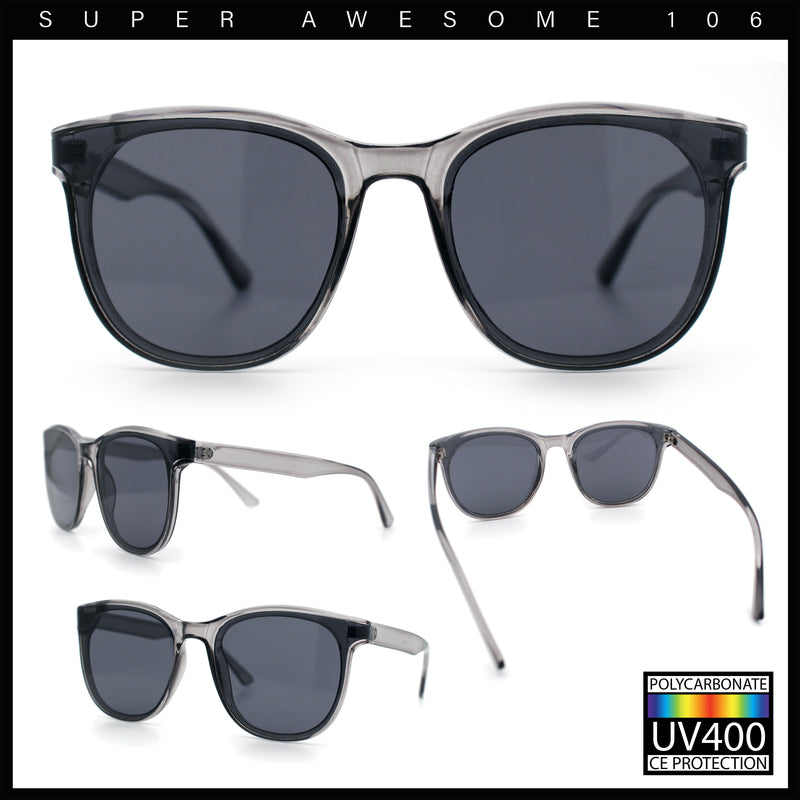 Unique Curved Inset Lens Horn Rim Plastic Retro Hipster Sunglasses