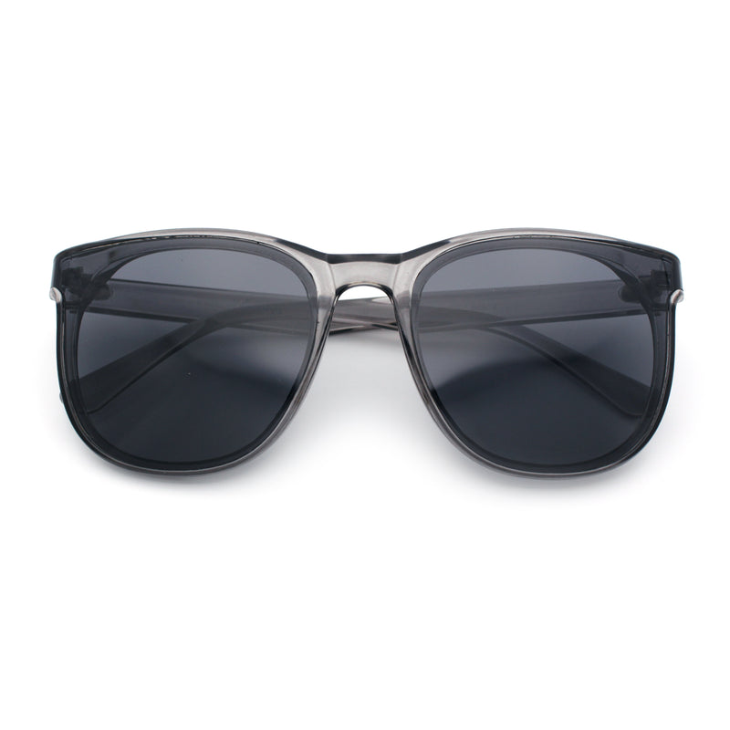 Unique Curved Inset Lens Horn Rim Plastic Retro Hipster Sunglasses