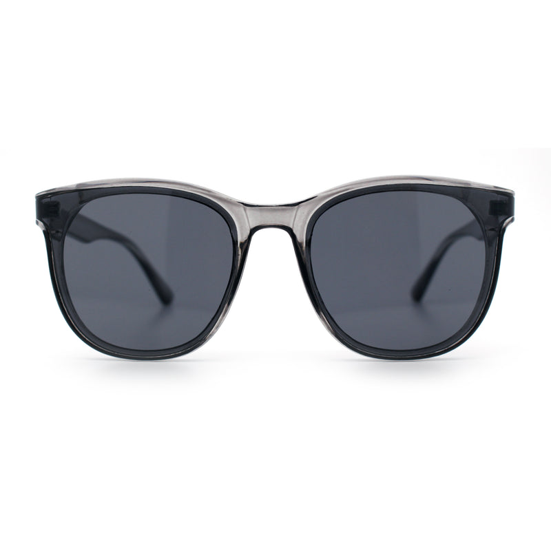 Unique Curved Inset Lens Horn Rim Plastic Retro Hipster Sunglasses