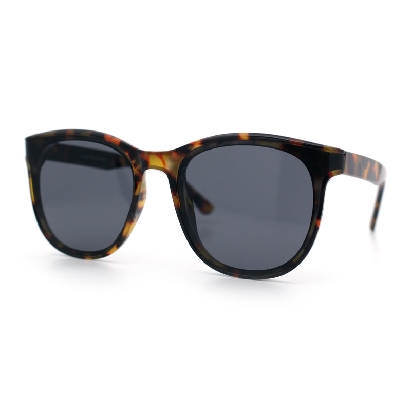 Unique Curved Inset Lens Horn Rim Plastic Retro Hipster Sunglasses