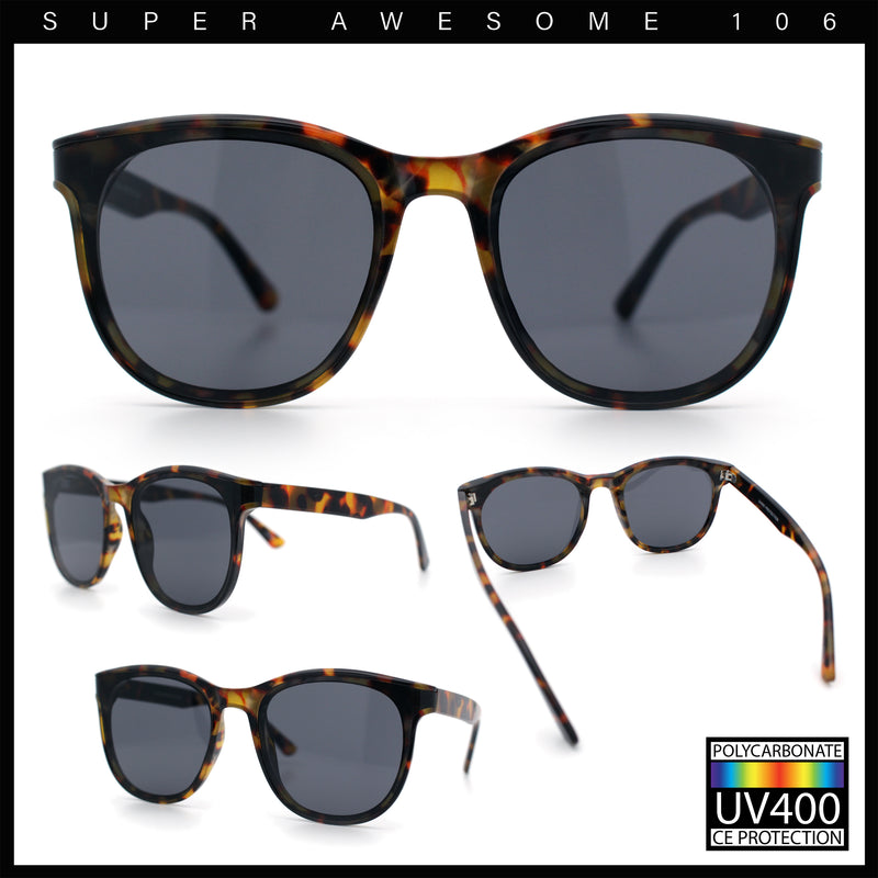 Unique Curved Inset Lens Horn Rim Plastic Retro Hipster Sunglasses