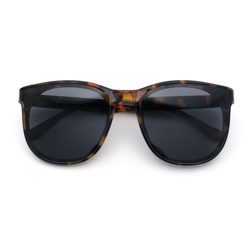 Unique Curved Inset Lens Horn Rim Plastic Retro Hipster Sunglasses