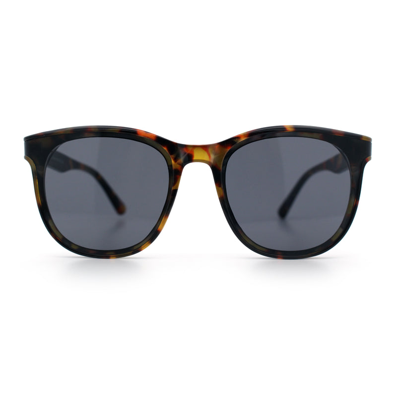 Unique Curved Inset Lens Horn Rim Plastic Retro Hipster Sunglasses