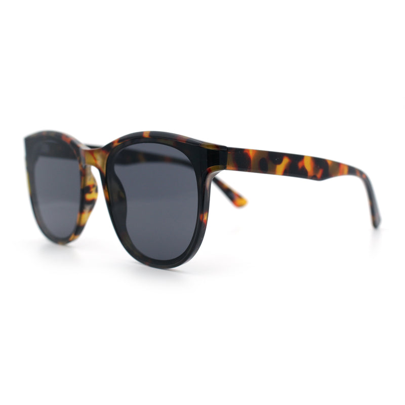 Unique Curved Inset Lens Horn Rim Plastic Retro Hipster Sunglasses