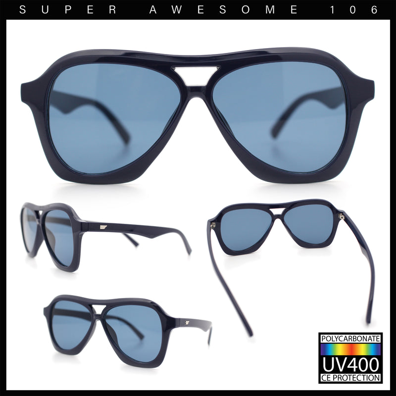 Womens Boyfriend Large Retro Vintage Style Thick Plastic Racer Sunglasses