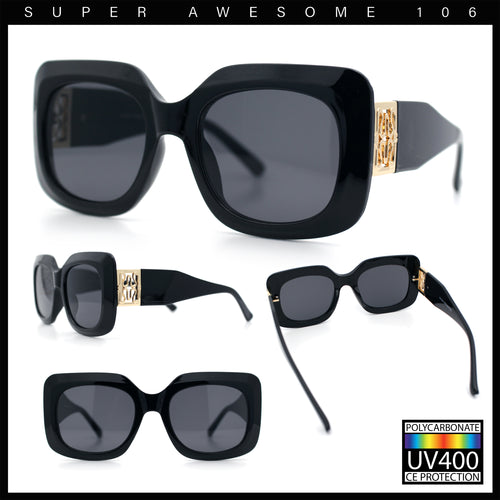 Womens Mod Thick Plastic Rectangle Designer Fashion Butterfly Sunglasses