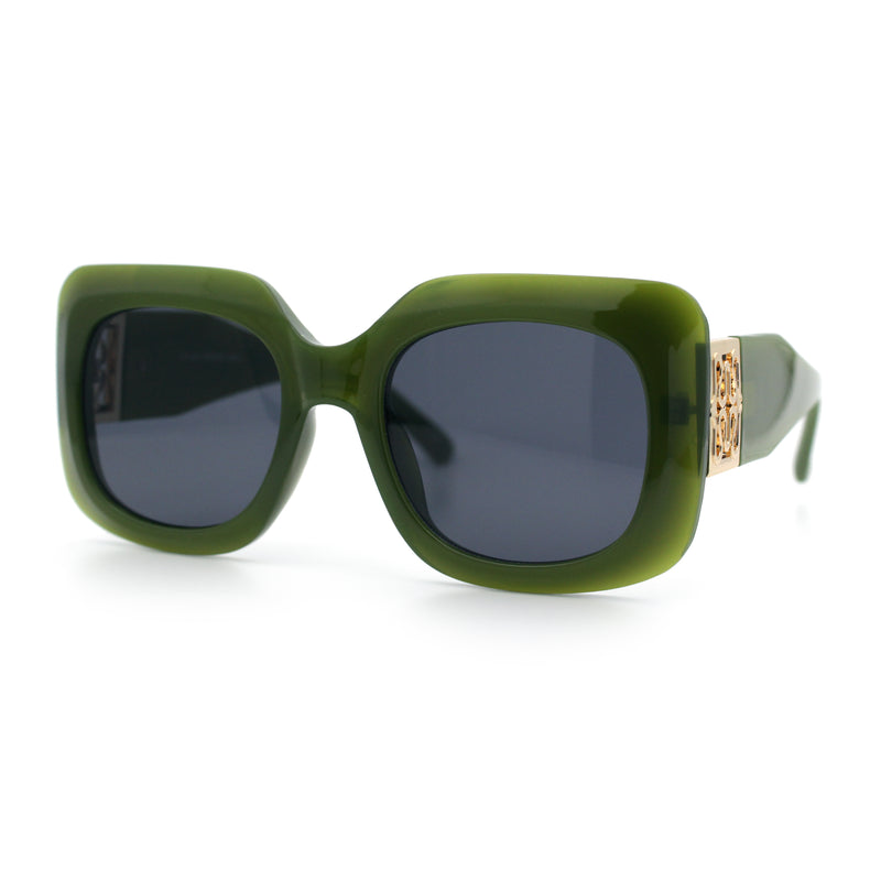 Womens Mod Thick Plastic Rectangle Designer Fashion Butterfly Sunglasses