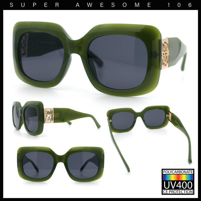 Womens Mod Thick Plastic Rectangle Designer Fashion Butterfly Sunglasses
