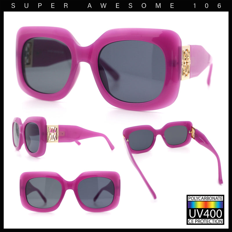 Womens Mod Thick Plastic Rectangle Designer Fashion Butterfly Sunglasses