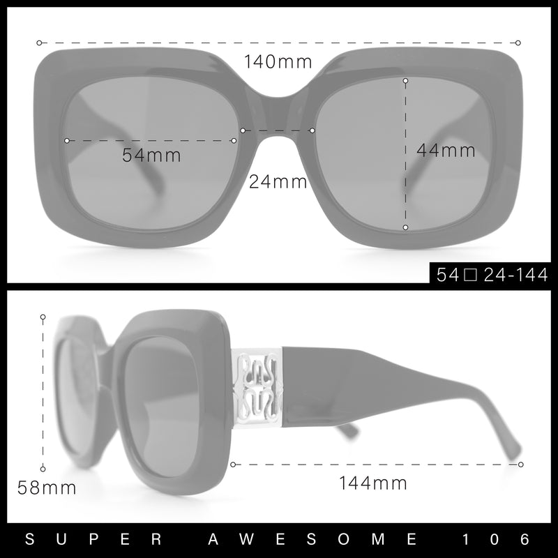 Womens Mod Thick Plastic Rectangle Designer Fashion Butterfly Sunglasses