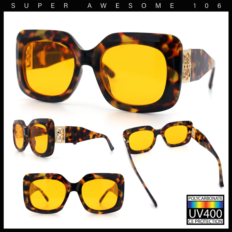 Womens Mod Thick Plastic Rectangle Designer Fashion Butterfly Sunglasses