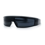 80s Robotic Sci-fi Futurism Narrow Rectangle Wrap Around Plastic Sunglasses
