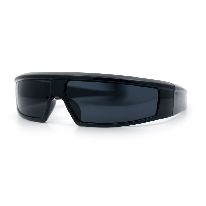80s Robotic Sci-fi Futurism Narrow Rectangle Wrap Around Plastic Sunglasses