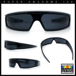 80s Robotic Sci-fi Futurism Narrow Rectangle Wrap Around Plastic Sunglasses