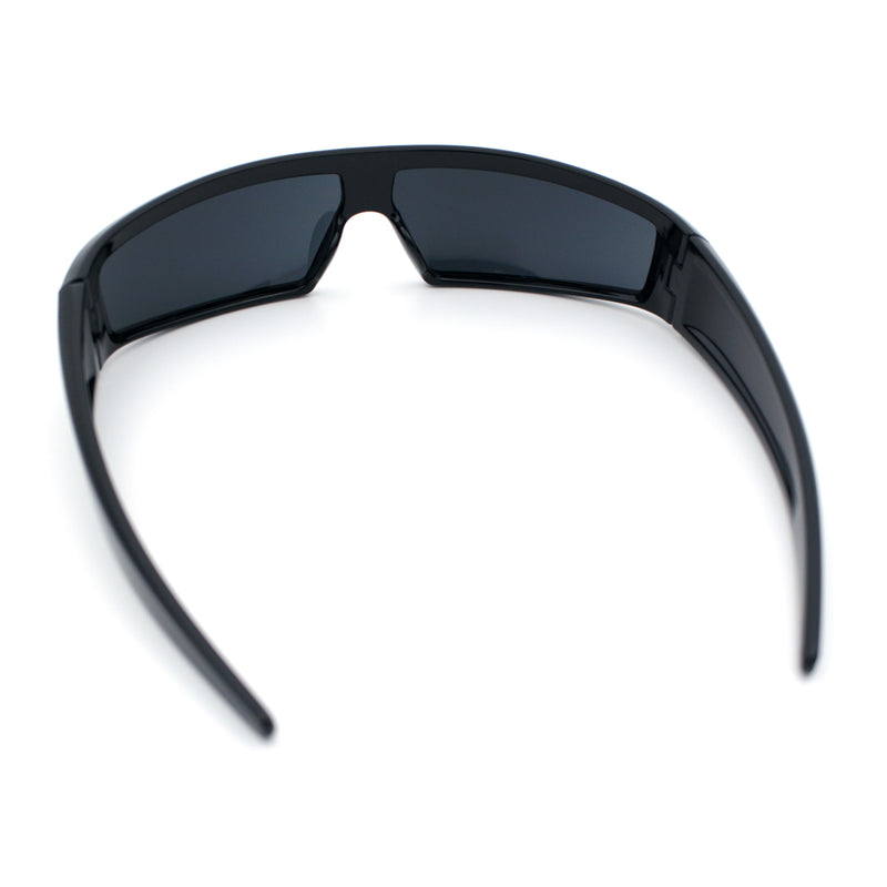 80s Robotic Sci-fi Futurism Narrow Rectangle Wrap Around Plastic Sunglasses