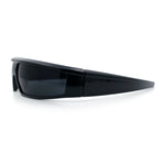 80s Robotic Sci-fi Futurism Narrow Rectangle Wrap Around Plastic Sunglasses