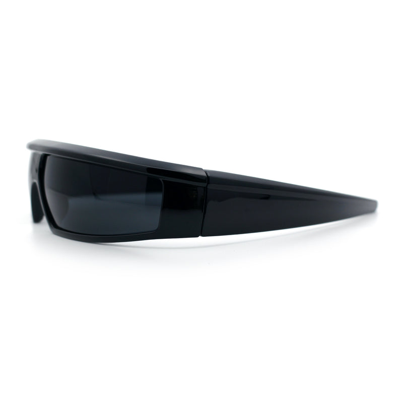 80s Robotic Sci-fi Futurism Narrow Rectangle Wrap Around Plastic Sunglasses