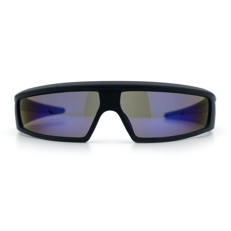 80s Robotic Sci-fi Futurism Narrow Rectangle Wrap Around Plastic Sunglasses
